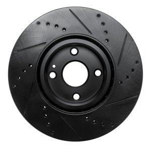 Fiat 124 Spider Brake Rotor (1) - Front Left - R1 Concepts - Drilled & Slotted - Black - `16-`25